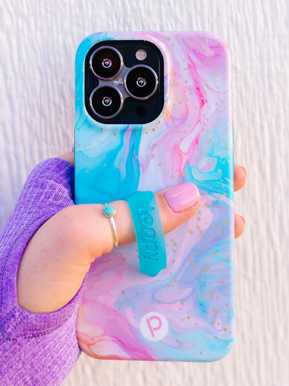 Loopy Cases Cotton Candy Swirl Anti Drop Case Loop Dust Bag iPhone 13 / 14 EUC